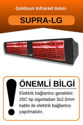 Goldsun Supra 4000 Watt GSS40LG Düşük Işıklı Kumandasız Suya Dayanıklı Elektrikli İnfrared Isıtıcı-Siyah